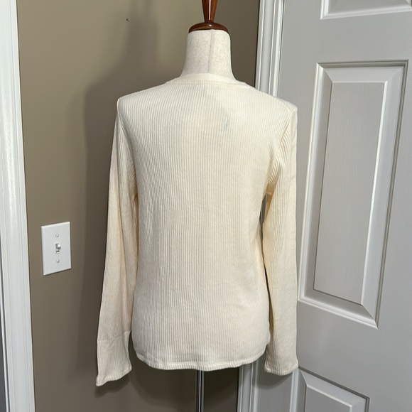 Madewell Brushed Long-Sleeve Henley Tee in Antique Cream - Picture 8 of 9
